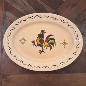 Metlox Poppytrail California Provincial Rooster Oval Serving Platter 13.5 inch